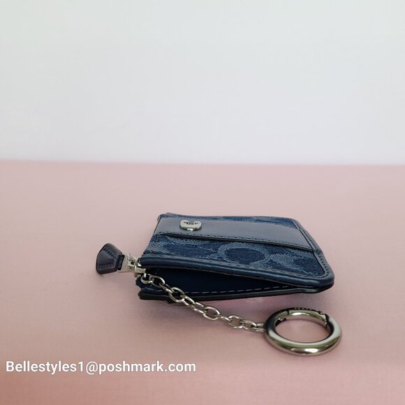 COACH Mini Skinny ID Card Case in Denim Signature- Deep Blue multi color⭐ - Picture 14 of 16